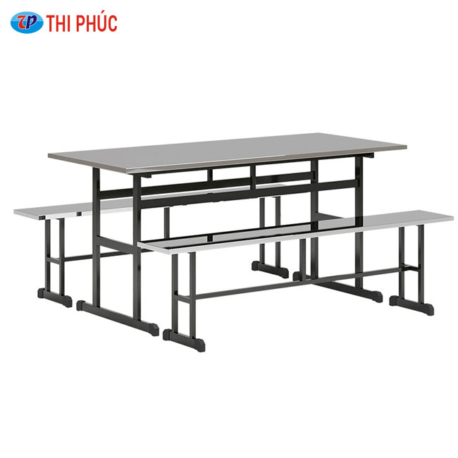 Bàn ghế ăn inox công nhân BA05